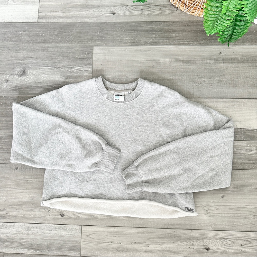 Tna cropped crewneck sweatshirt grey heather chrome